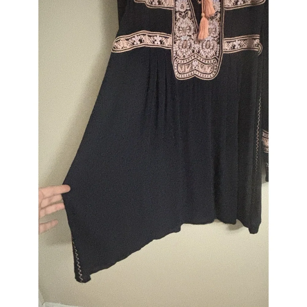 Free People Blue Boho Wind Willow Embroidered Swing Tunic Dress Size M